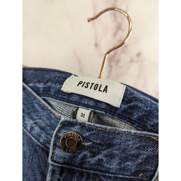 Pistola Jeans Women 31 High Rise Cropped Denim Straight Stretch Moody Button Fly - Picture 3 of 11